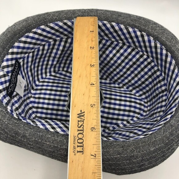 Nick Graham Men's Fedora Gray Hat with Plaid bow tie - Picture 9 of 9